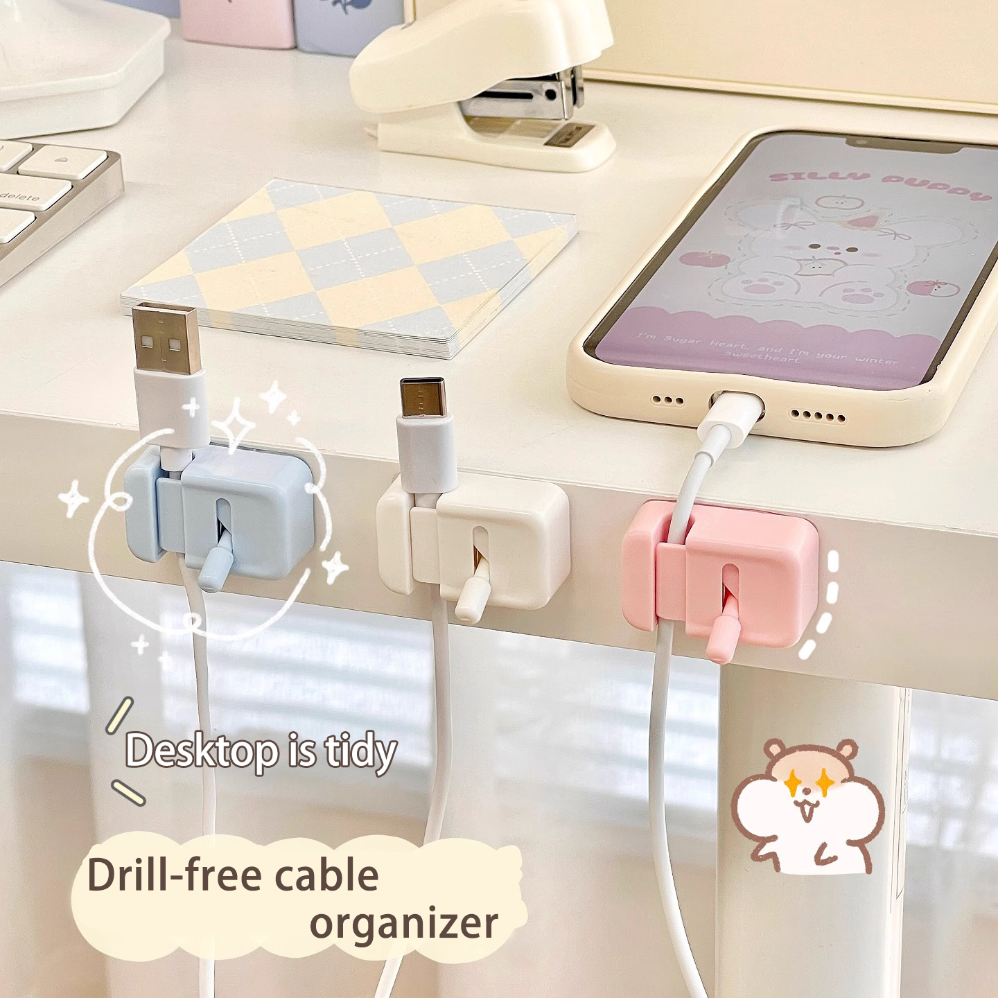 1/2/3Pcs Desk Cable Management - Desk Cable Clip avaliação e preço