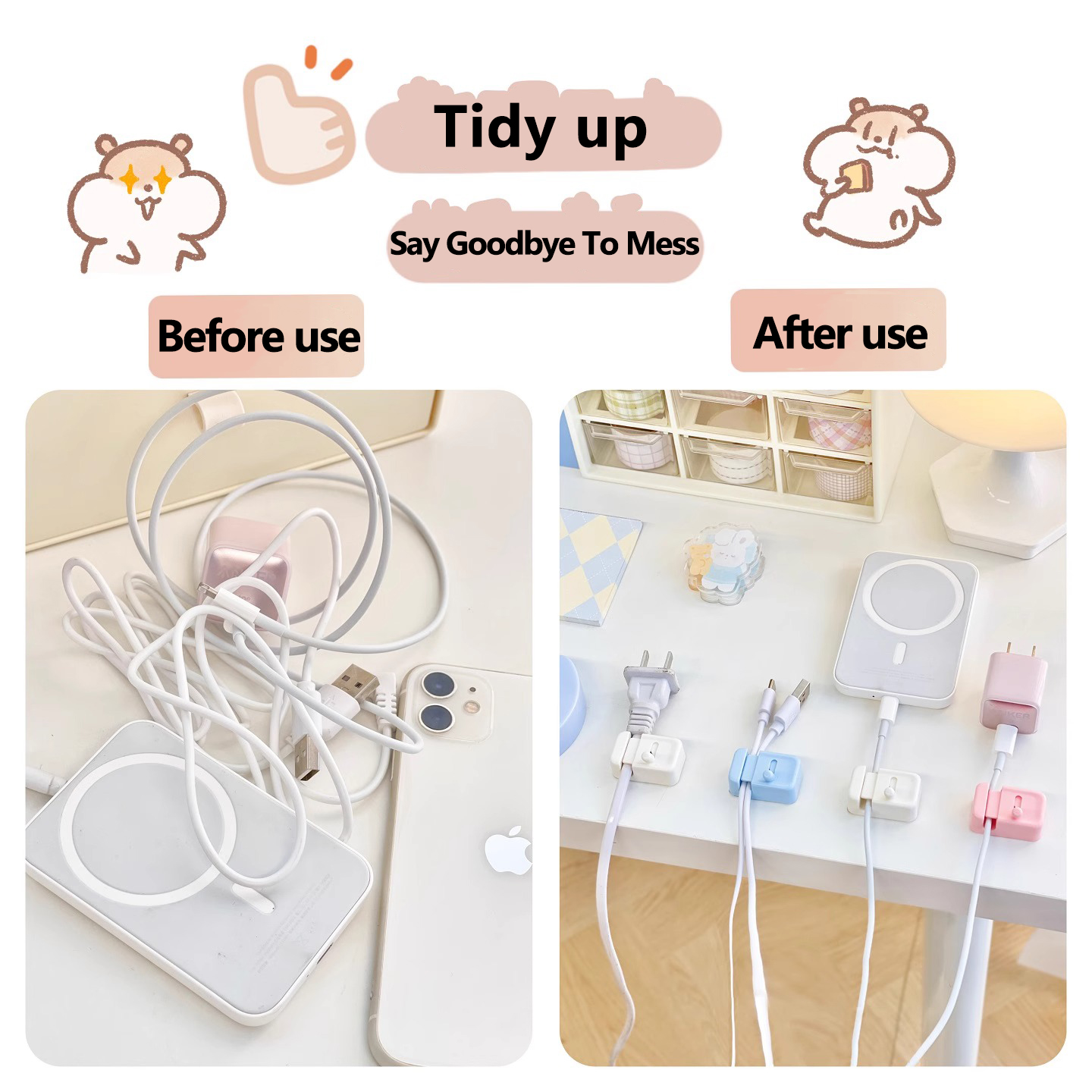 1/2/3Pcs Desk Cable Management - Desk Cable Clip avaliação e preço