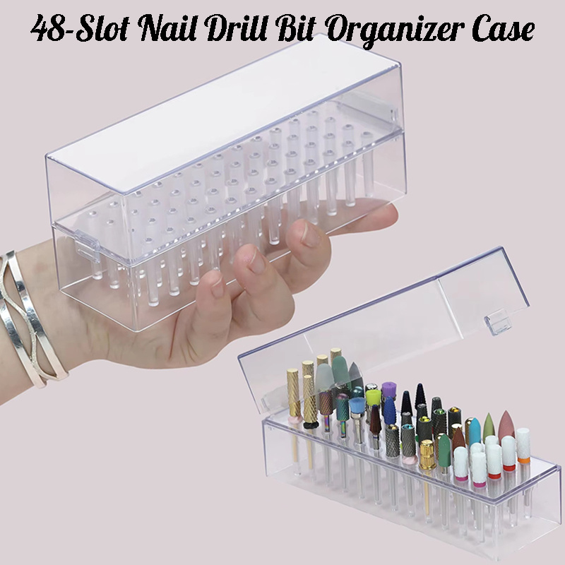 48 Holes Clear Nail Drill Bits - Tech Accessories Box avaliação e preço