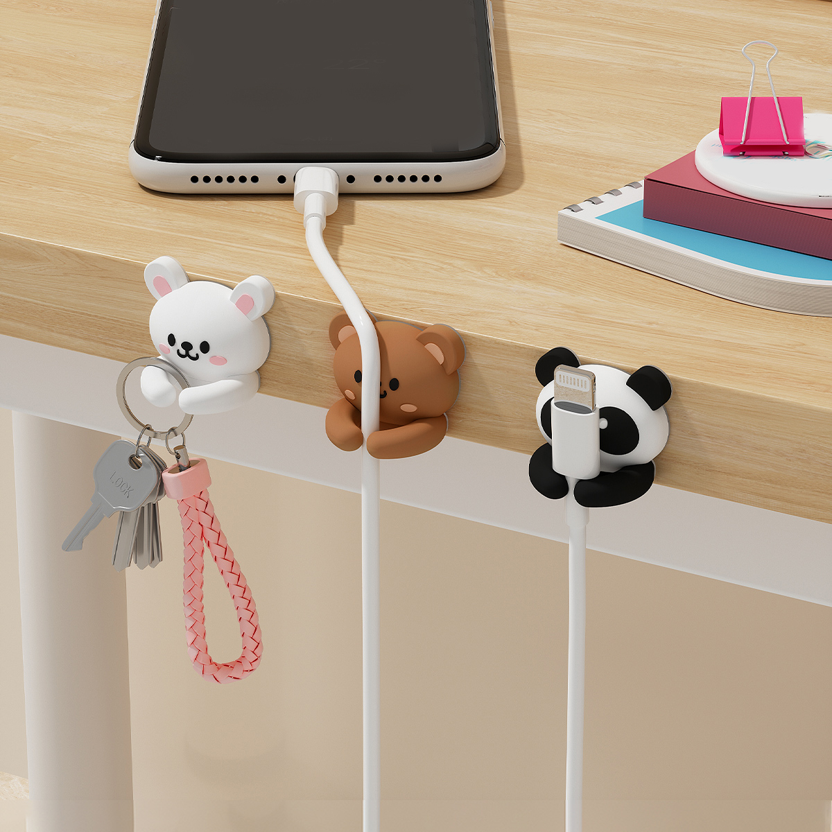 2/3pcs Cute Cartoon Desktop Ca - Desk Cable Clip avaliação e preço