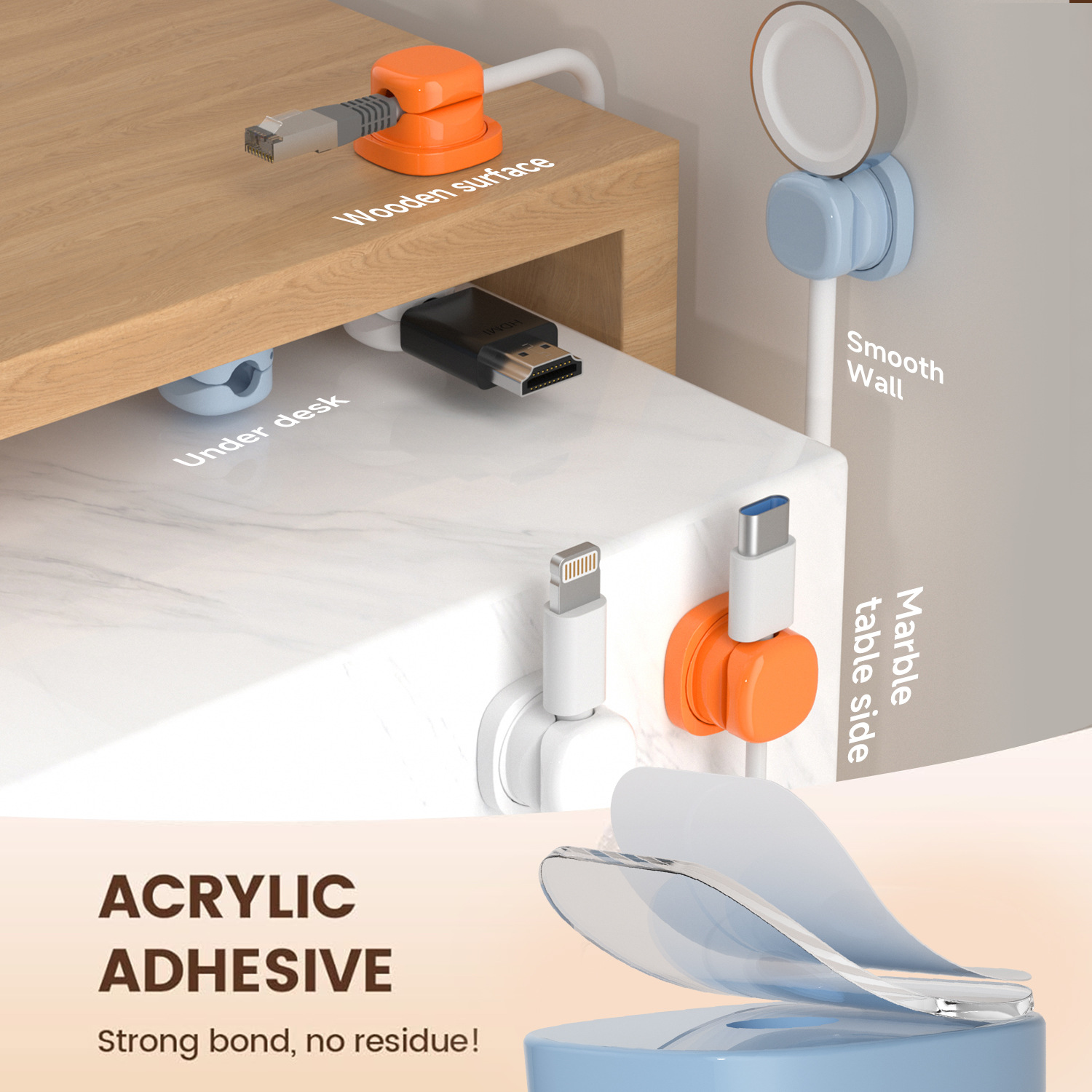 adhesive cable organizer Cable - Desk Cable Clip avaliação e preço