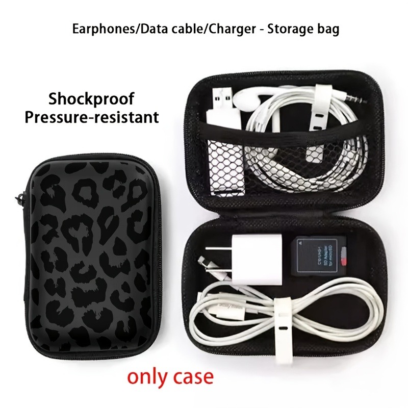 Black Leopard Print EVA Hard S - Tech Accessories Organizer avaliação e preço