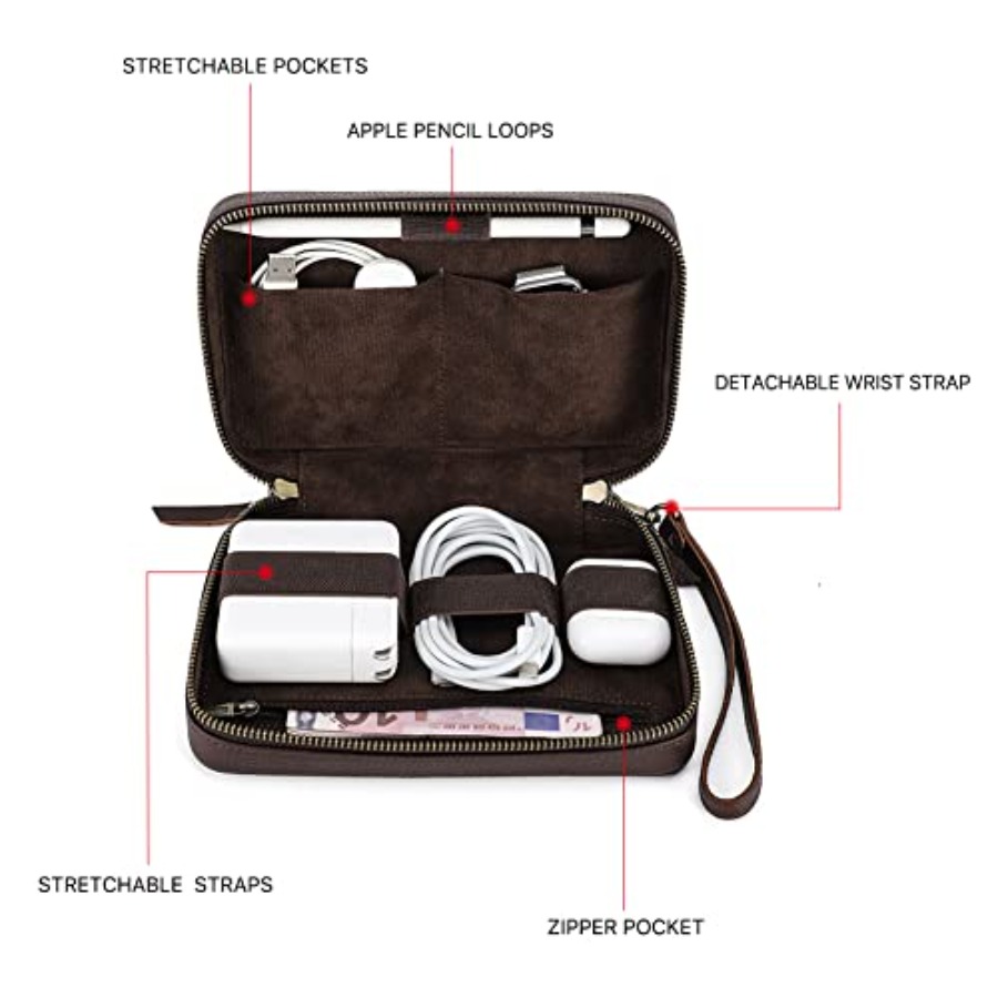 Full Grain Leather Electronic  - Tech Accessories Box avaliação e preço