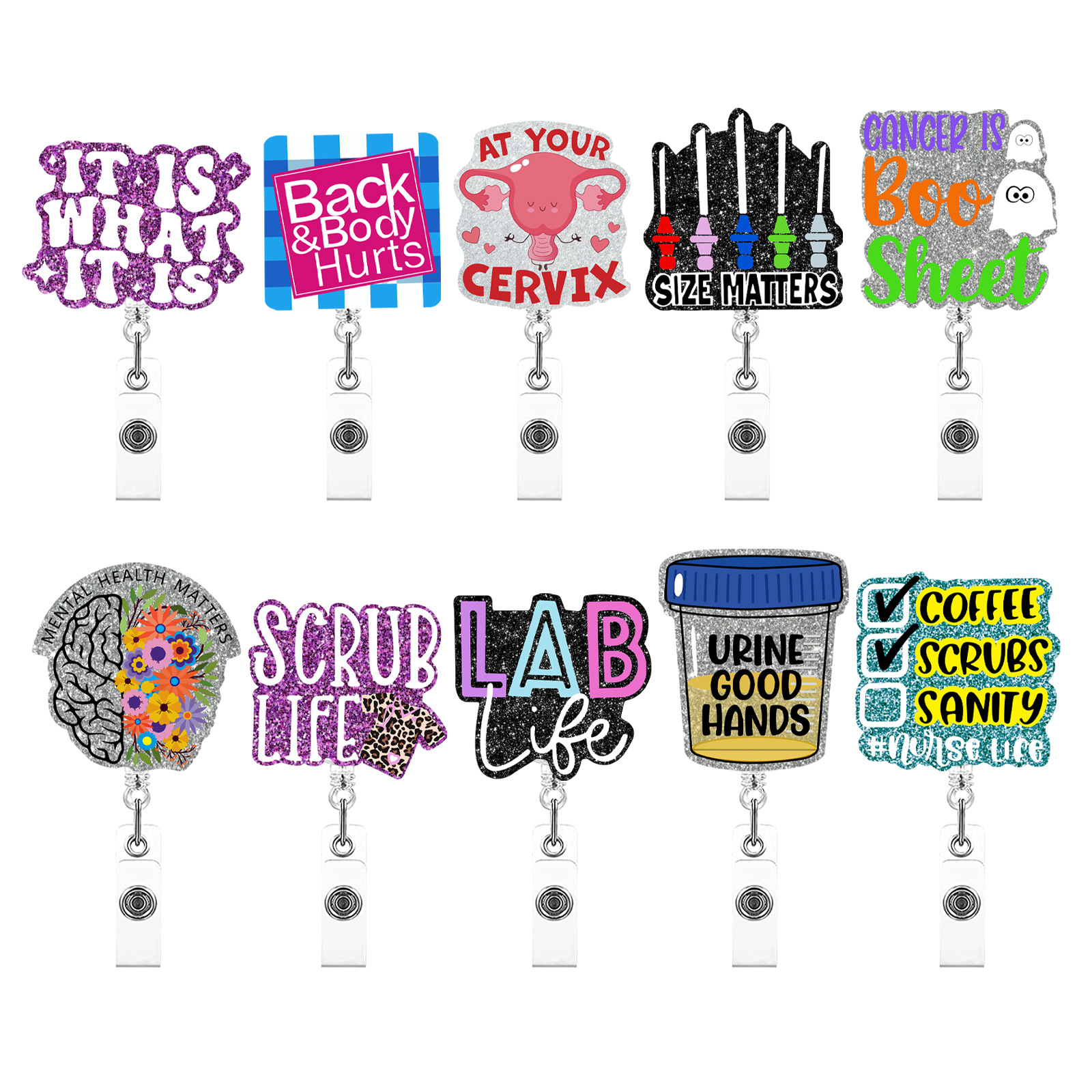 New Glitter Acrylic Nurse Badg - Xray Tech Accessories avaliação e preço
