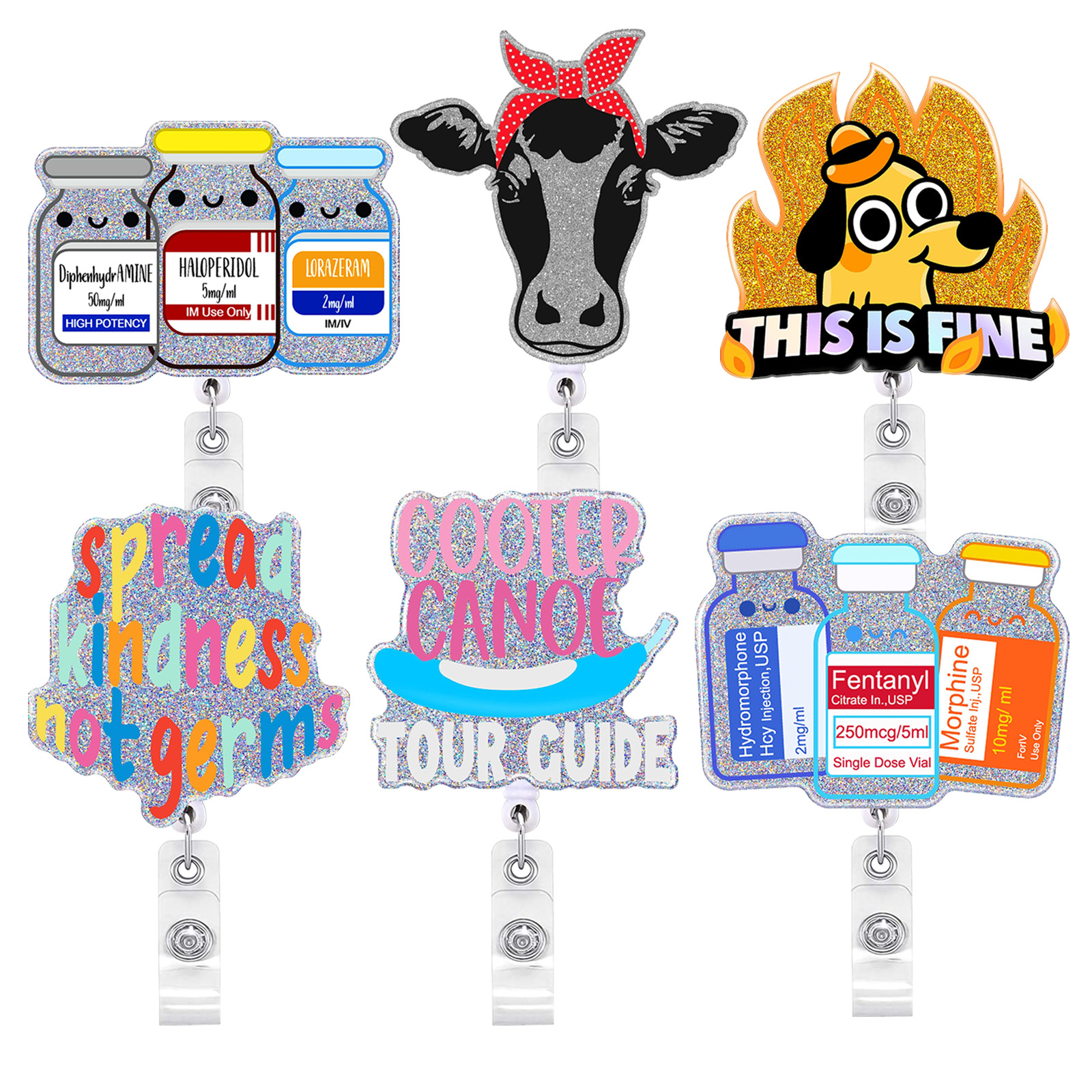New Glitter Acrylic Nurse Badg - Xray Tech Accessories avaliação e preço