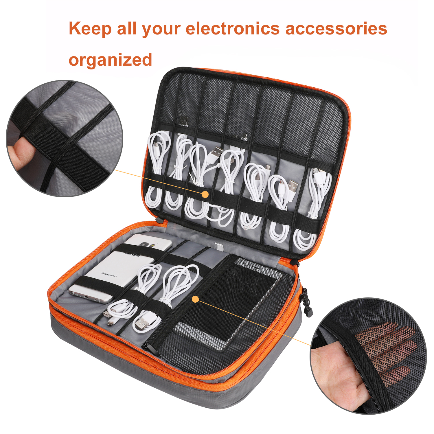 Double Layers Large Capacity T - Tech Accessories Organizer avaliação e preço